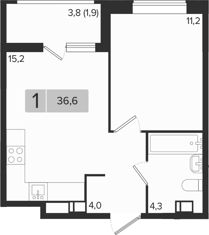 1-комн., 34.7 м², 8/9 этаж, ЖК «Эрмитаж»