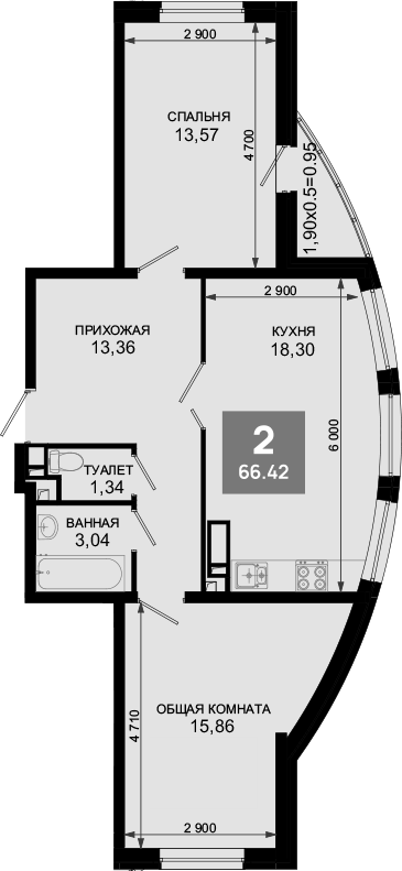 Продается 3-комн. квартира, 65.47 м²
