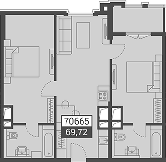 Объект, 69.72 м², 7/7 этаж, ЖК «Красная поляна 540»