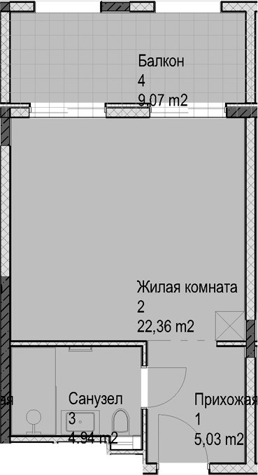 Студия, 32.3 м², 4/6 этаж, ЖК «Гостиничный комплекс Николай 1»