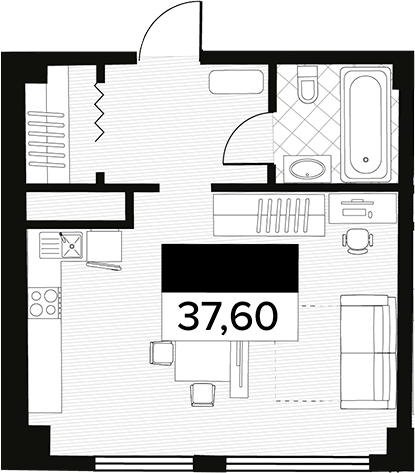 Объект, 37.6 м², 4/14 этаж, ЖК «Горизонт. AVA Сочи»