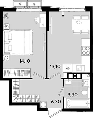 1-комн., 37.4 м², 5/18 этаж, ЖК «Порто-Ново»