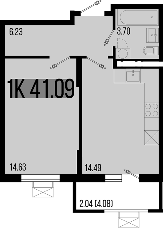 1-комн., 39.05 м², 5/8 этаж, ЖК «Цветной бульвар»