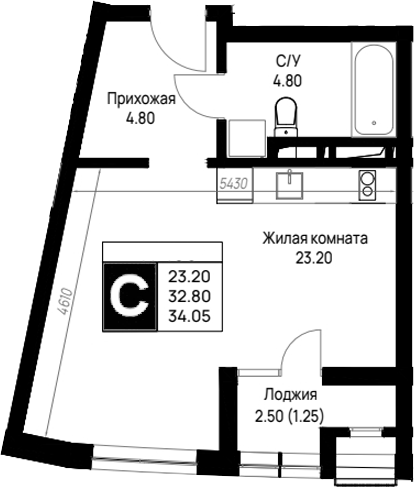 Студия, 32.8 м², 2/12 этаж, ЖК «На высоком берегу»