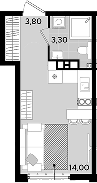 Студия, 21.1 м², 6/18 этаж, ЖК «Порто-Ново»
