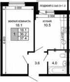 Продается 1-комн. квартира, 36.2 м²