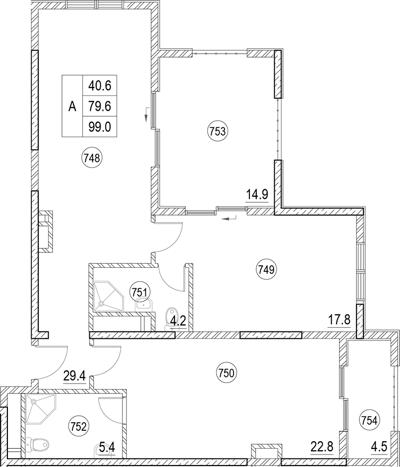 2-комн., 79.6 м², 7/10 этаж, ЖК «Cosmos Park Hotel Macesta»