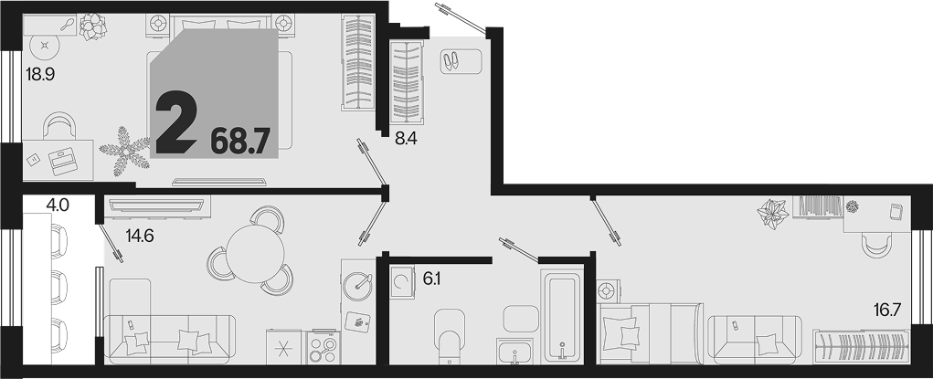 Продается 2-комн. квартира, 64.7 м²