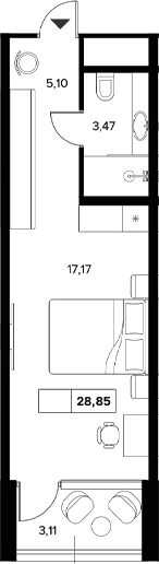 Студия, 25.74 м², 4/6 этаж, ЖК «Гостиничный комплекс Белые ночи»