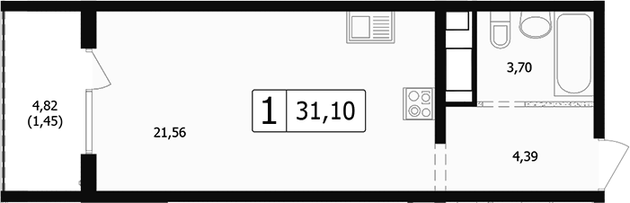 Студия, 28.15 м², 4/24 этаж, ЖК «Парусная регата»