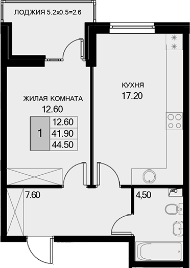 Продается 1-комн. квартира, 41.9 м²