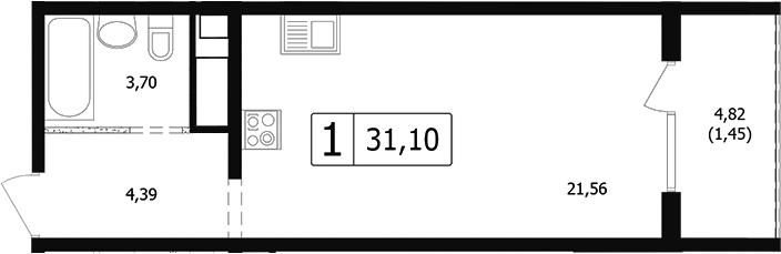 Студия, 28.15 м², 10/24 этаж, ЖК «Парусная регата»