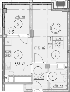 1-комн., 33.59 м², 7/9 этаж, ЖК «Agoy Park Residence by Lavicon»