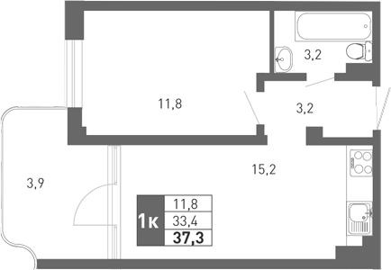 2-комн., 31.45 м², 2/3 этаж, ЖК «Монако»