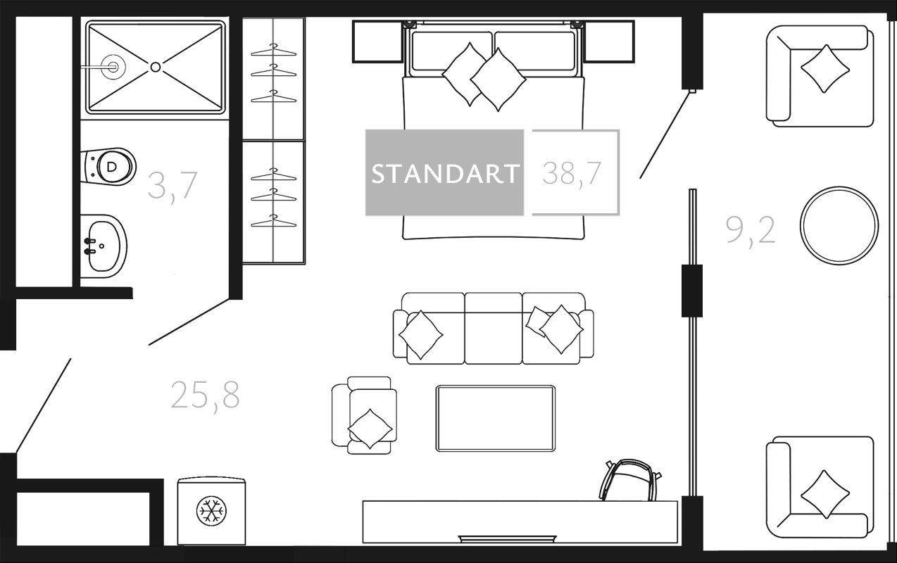 Студия, 29.5 м², 3/4 этаж, ЖК «Палаццо Де Агой»