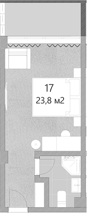 Студия, 23.8 м², 2/3 этаж, ЖК «Грейс Лазурь»
