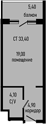 Студия, 28 м², 4/8 этаж, ЖК «Курортный отель Алеан Селект Агой»