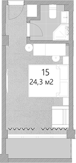 Студия, 24.3 м², 3/3 этаж, ЖК «Грейс Лазурь»