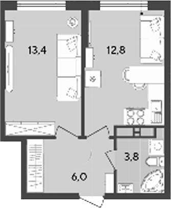 2-комн., 36 м², 17/18 этаж, ЖК «Порто-Ново»