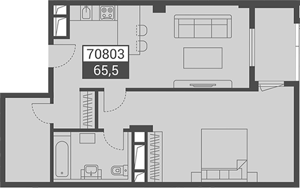 Продается 1-комн. квартира, 65.5 м²