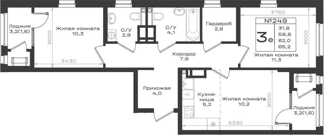 3-комн. Нагория