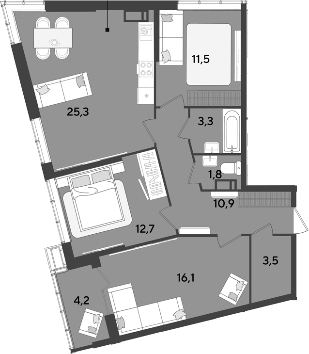 Продается 4-комн. квартира, 85.1 м²