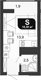 Студия, 16.4 м², 19/19 этаж, ЖК «Сочи Парк»
