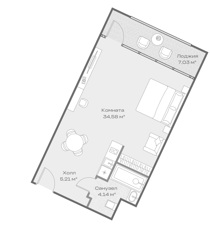 Продается 1-комн. квартира, 43.97 м²