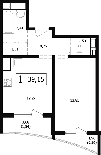 Продается 1-комн. квартира, 34.47 м²
