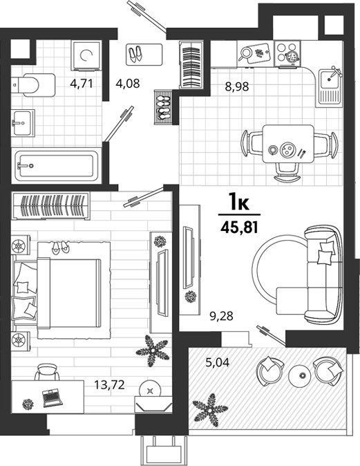 Продается 1-комн. квартира, 40.77 м²
