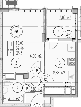 1-комн., 32.48 м², 2/10 этаж, ЖК «Agoy Park Residence by Lavicon»