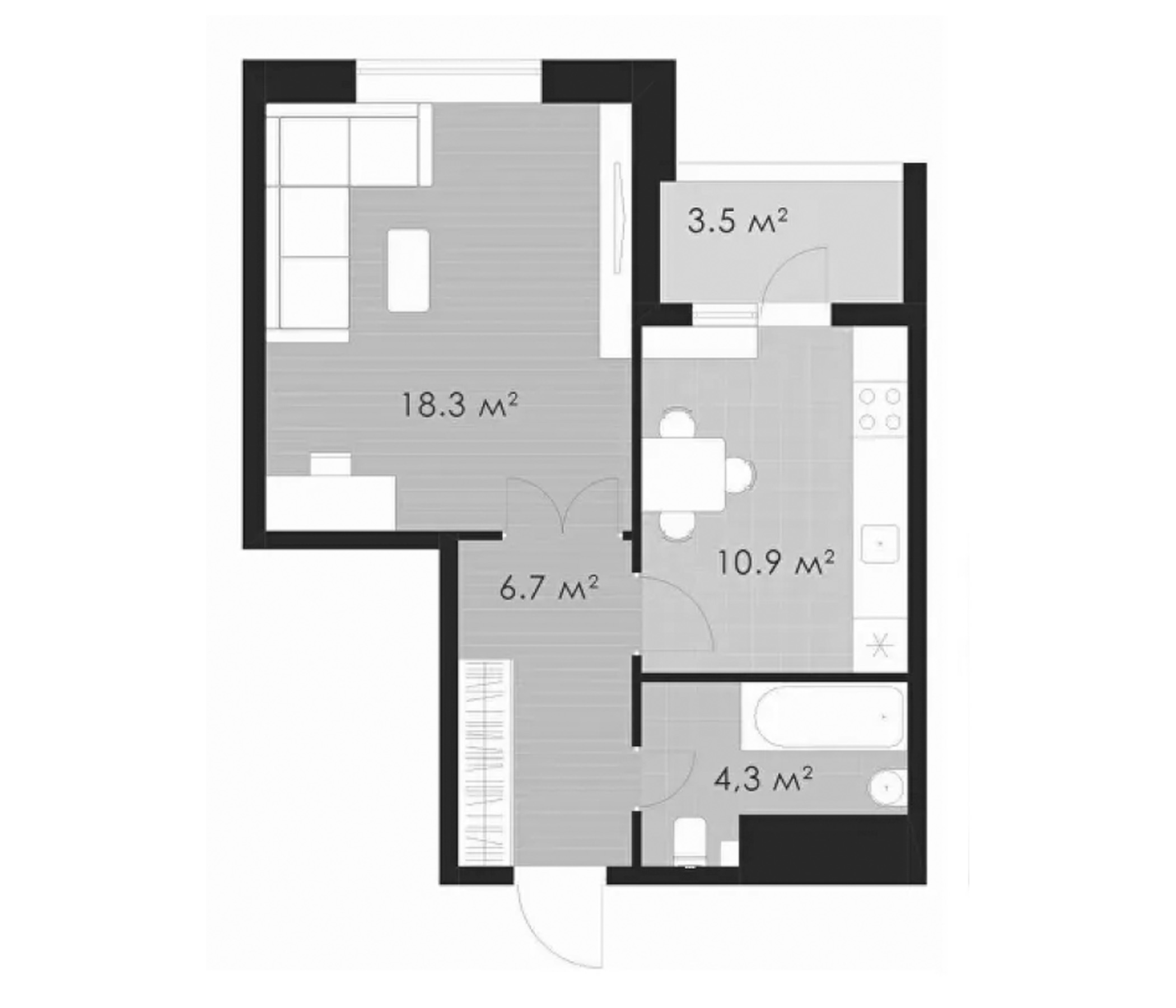 1-комн., 40.2 м², 5/20 этаж, ЖК «Выбор»