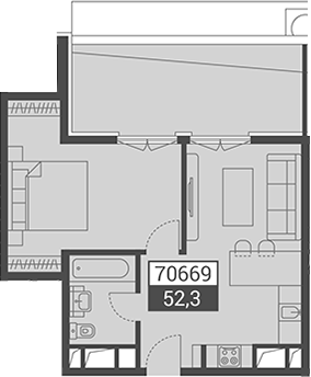 Продается 1-комн. квартира, 52.3 м²