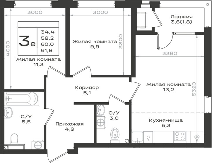 3-комн. Нагория