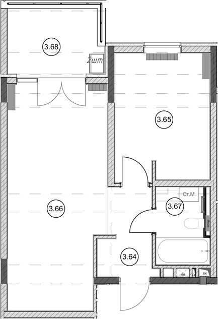 1-комн., 42.1 м², 3/5 этаж, ЖК «Эден Ривьера»