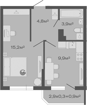 1-комн., 33.8 м², 4/4 этаж, ЖК «Дзенпарк»