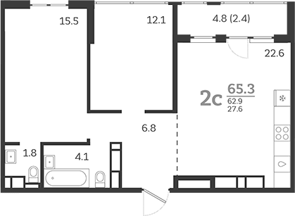 Продается 3-комн. квартира, 62.9 м²