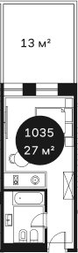 Объект, 26.64 м², 1/4 этаж, ЖК «Резиденция Волна»