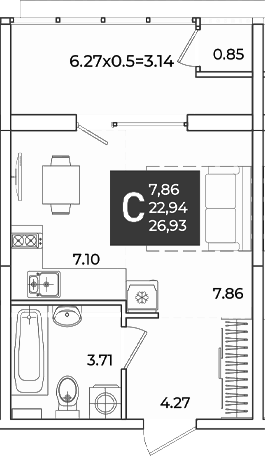 Продается 1-комн. квартира, 22.94 м²