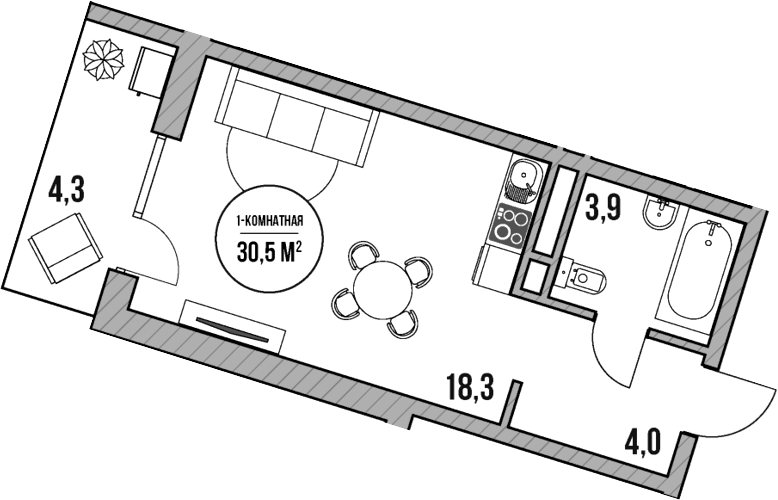 Студия, 26.2 м², 5/5 этаж, ЖК «МореТут»