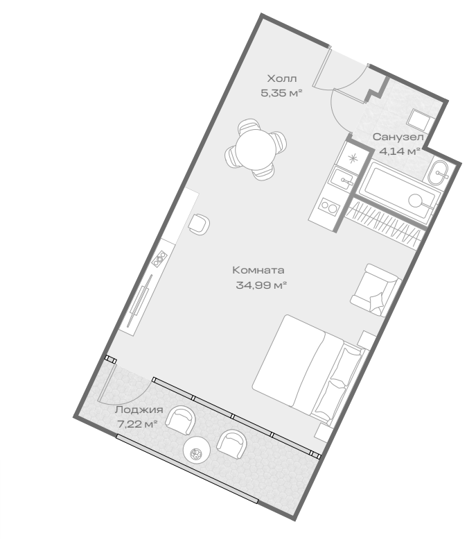 Продается 1-комн. квартира, 44.48 м²