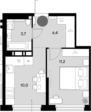 1-комн., 31.3 м², 18/18 этаж, ЖК «Грейд»