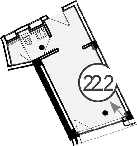 Студия, 22.2 м², 2/4 этаж, ЖК «Гостиничный комплекс GRAND CASCADE»