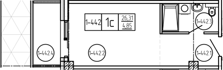 Студия, 26.31 м², 3/9 этаж, ЖК «Лучи»