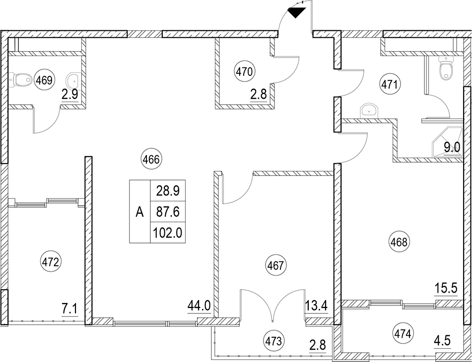 Продается 2-комн. квартира, 94.7 м²