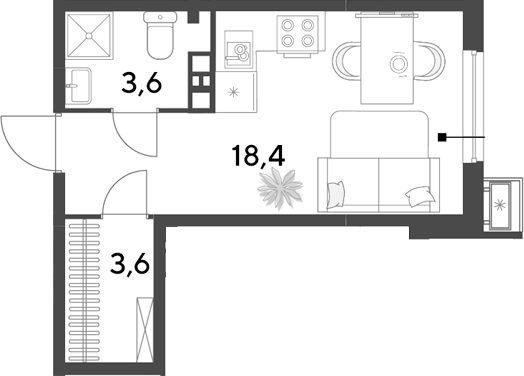 Студия, 25.6 м², 3/9 этаж, ЖК «Парк Победы»