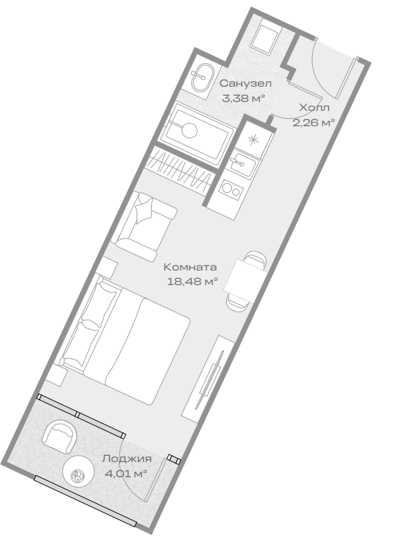 Продается 1-комн. квартира, 24.09 м²