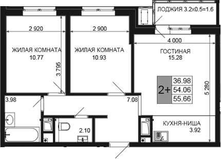 Продается 3-комн. квартира, 53.58 м²