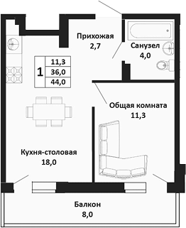 2-комн. Южные Соседи