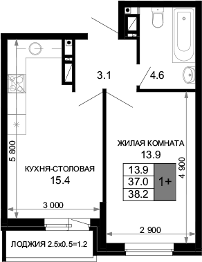 Продается 2-комн. квартира, 37 м²